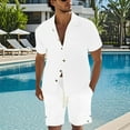 thumbnail image 2 of GERsome Mens 2 Piece Outfits Casual Texture Summer Short Sleeve Button Down Shirts and Shorts Set with Pockets Solid Color S-3XL, 2 of 9