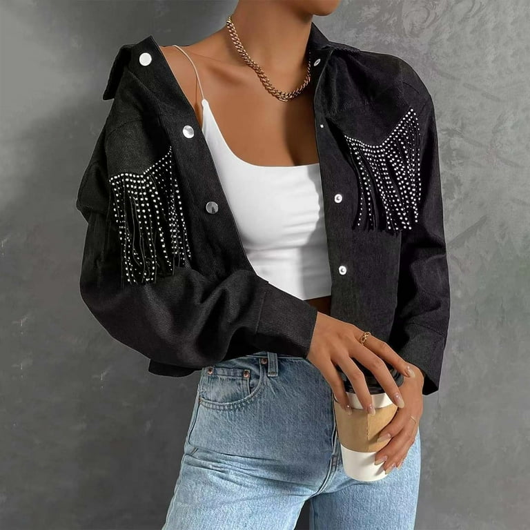 Frayed tassel denim jacket hotsell