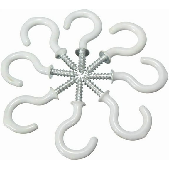 30Pcs Screw Hooks Cup Hooks, 2.14 Inch Screw in Ceiling Hooks with Plastic Coated for Wood Outdoor Garden Hanging