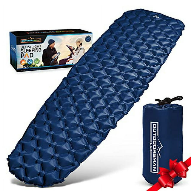 OutdoorsmanLab Ultralight Sleeping Pad - Ultra-Compact for Backpacking, Camping, Travel w Air-Support Cells Design (Blue)