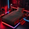 thumbnail image 2 of meiyoeat Modern Red Striped Twin Sheet Sets, Luxury Dark Gradient Bedding for Boys, Red, 3-Piece, 1 Flat Sheet, 1 Fitted Sheet and 1 Pillowcase, 2 of 6