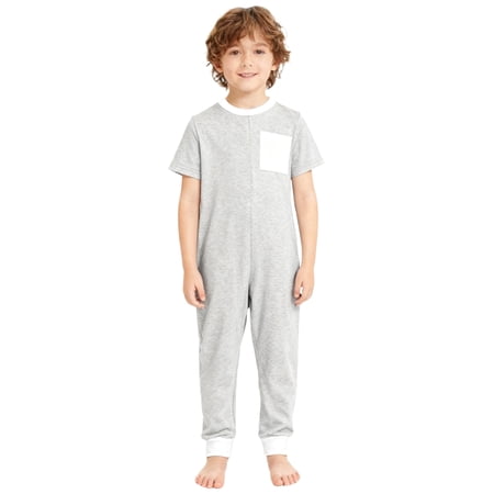 Vxuxlje Special Needs Adaptive Clothing for Children One Piece Short Sleeve Anti-Strip Romper Jumpsuit Grey 6