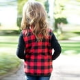 thumbnail image 3 of LYMAYTER Little Boys Girls Vest Sleeveless Jacket for Kids Toddler Plaid Cotton Thickened Waistcoat Winter Lapel Jacket for 3-7 T, 3 of 9