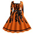 thumbnail image 1 of Halloween pour Femmes Robe Évasée Imprimée Sans Manches Robe Tunique Robes d'Invité de Mariage Robe Formelle Élégante Tenue de Fête, 1 of 2