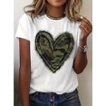 thumbnail image 1 of 1pc Women'S Casual Cotton T-Shirt with Camouflage Love Heart Graphic, Crew Neck Short Sleeve Top for Summer & Spring, 1 of 6