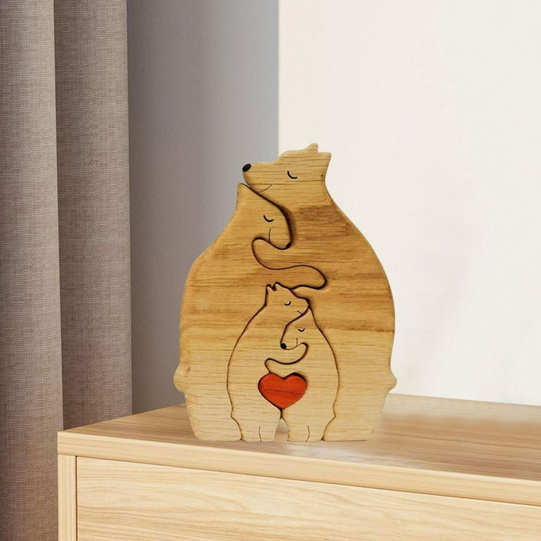 Bear Family Wooden Art Puzzle,Wooden Bear Jigsaw Sculptures