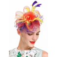 thumbnail image 4 of Bunenne Fascinators Hats for Women Tea Party Womens Derby Hats 2025 Hat for Women Wedding Flower Mesh Feathers Hair Clip Tea Party Headband Church Hats for Women Tea Party Hats for Women Orange, 4 of 5
