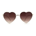 thumbnail image 1 of Womens Classic Metal Rim Heart Shape Valentines Sunglasses Gold Brown, 1 of 4