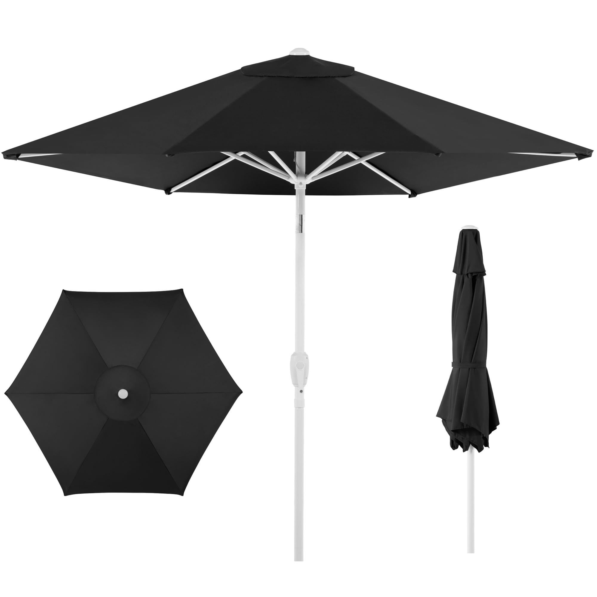 Best Choice Products 7.5ft Patio Umbrella White Pole, Outdoor Market Umbrella Steel Pole - Black