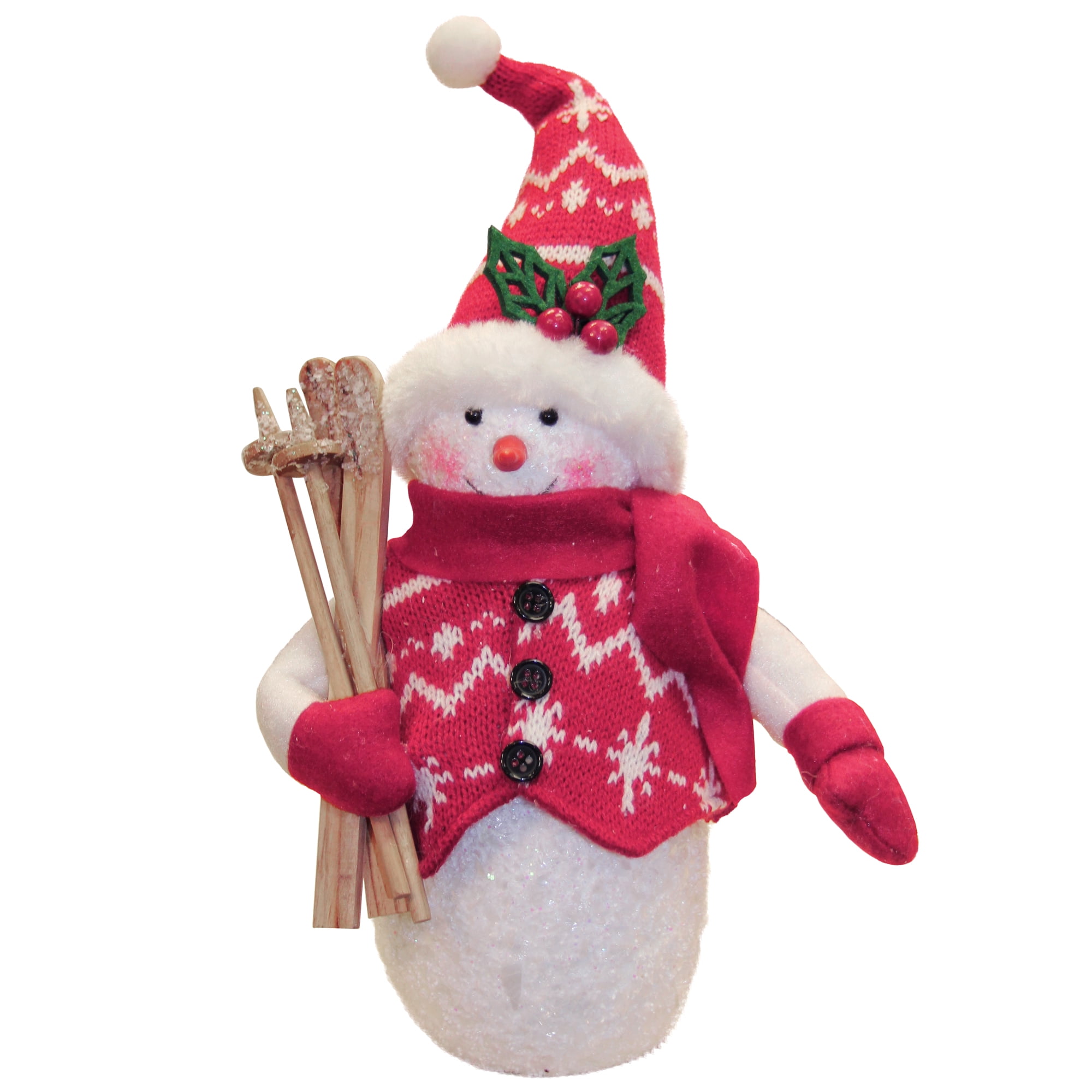 10 Alpine Chic Red And White Sparkling Snowman With Skiis Christmas Decoration Walmart Com Walmart Com