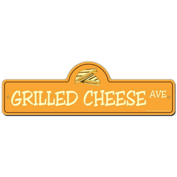 Grilled Cheese Street Sign | Indoor/Outdoor | Funny Home Decor for Garages, Living Rooms, Bedroom, Offices | SignMission personalized gift