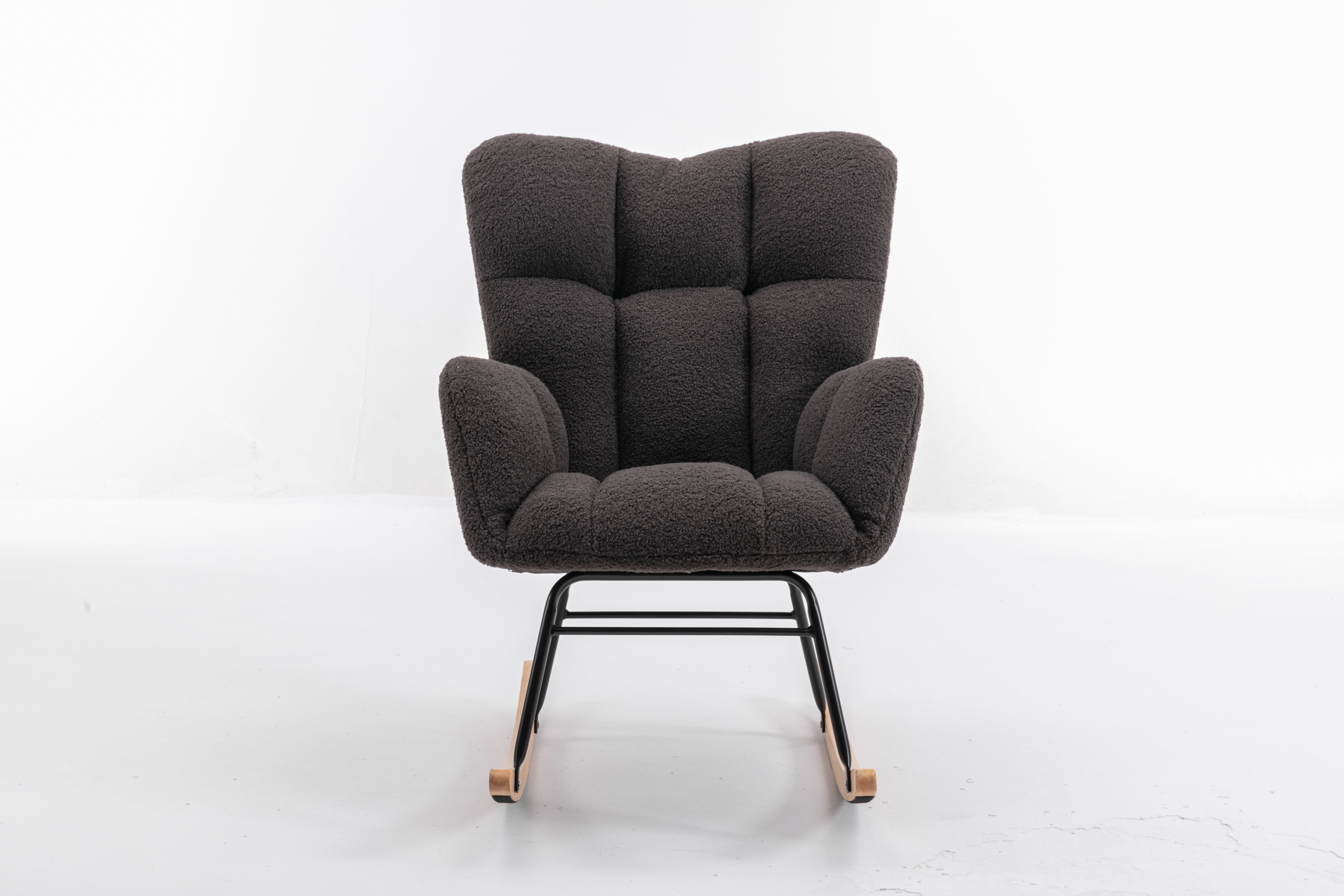 050-Teddy Fabric Rocking Gilder Nursery Chair for Living Room Indoor,Dark Gray,Dark Gray Teddy Furniture Primary Living Space Rocking Chairs