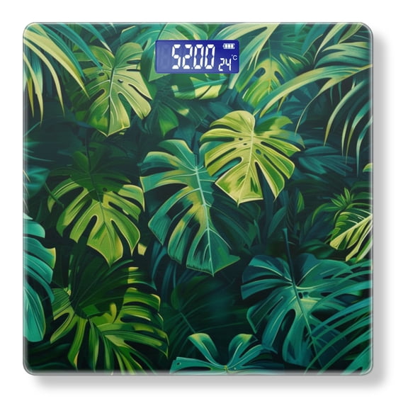 High Precision Body Weight Scale Smart Bathroom Scales with Large LCD Display(400lbs),Decorative for Bedroom-Lush Jungle Of Tropical Leaves And Palm Fronds