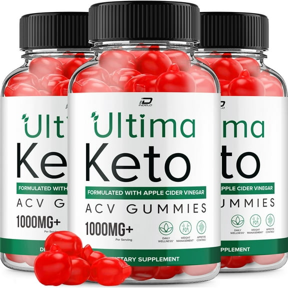 Ultima Keto ACV Gummies Supplement – Ultima ACV Gummy Apple Cider Vinegar 1000MG, 3 Pack, 180 Gummies