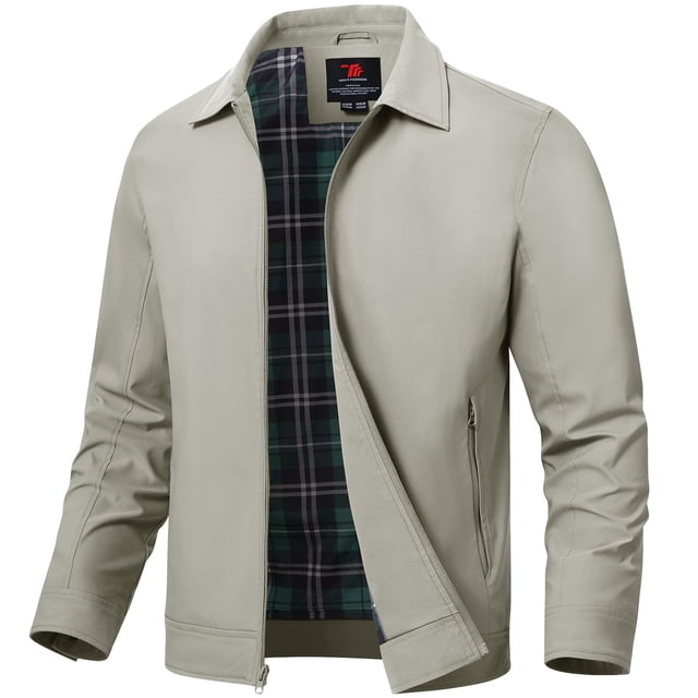 Chaqueta cortavientos ligera TBMPOY para hombre, gris claro, XXL