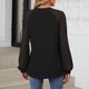 thumbnail image 4 of Top de encaje,Camiseta de manga larga para mujer, cuello redondo, informal, 100 % poliéster, color liso, ideal para uso diario y en casa, sopatenor, 4 of 8