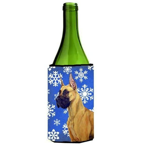Great Dane Winter Snowflakes Holiday Wine bottle sleeve Hugger - 24 oz.