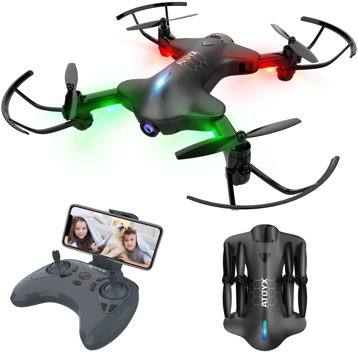 Mini Drone with Camera for Adults and Kids, ATOYX Optical Flow Positioning  RC Quadcopter, 150° Wide Angle Real 720P | Walmart Canada