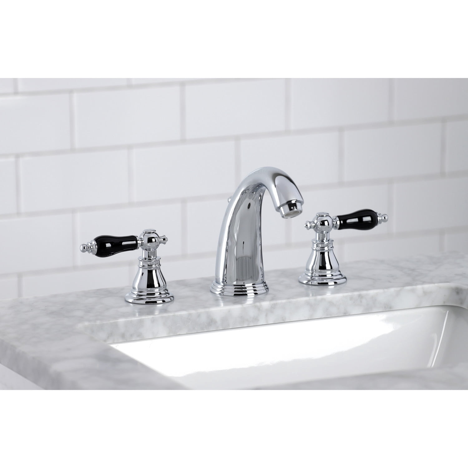 Kingston Brass KB981AKL Duchess Widespread Bathroom Faucet with Plastic Pop-Up, Polished Chrome