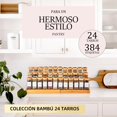 thumbnail image 4 of Especieros de Vidrio,Tarros de Especias Cocina,Tarros de Cristal para Especias con Tapas de Bamb&uacute; -|Etiquetas Preimpresas y Etiquetas en Blanco|Marker Pens|Brushes|Funnel (24 piezas), 4 of 8