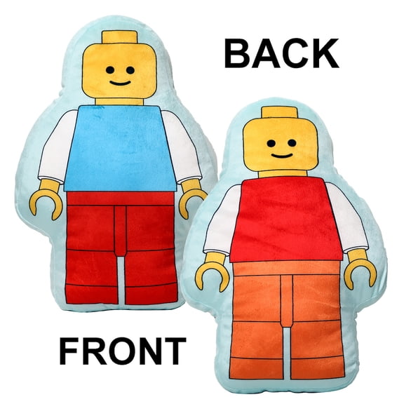 Official Lego Figure Shaped Cushion Pillow | Reversible Toy Design Stuffed Plush Cushion | Perfect For Bedroom Or Playroom Décor | 15x10"