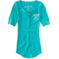 thumbnail image 1 of Aeropostale - Camiseta henley para mujer, color azul, grande Aeropostale  henley, 1 of 1