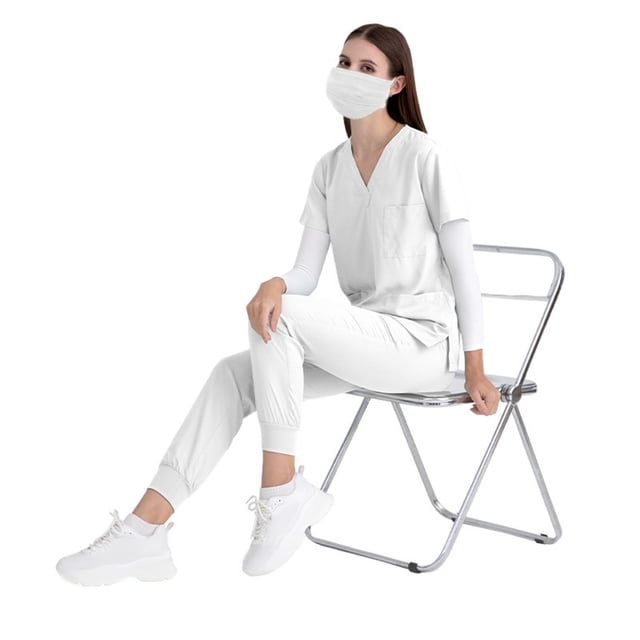 Conjuntos de uniformes de enfermería de cintura elástica de verano de manga corta para mujer para SPA S