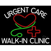 Urgent Care Walk In Clinic LED Neon Sign 24 x 31 - inches, Black Square Cut Acrylic Backing, with Dimmer - Bright and Premium built indoor LED Neon Sign for Defence Force.