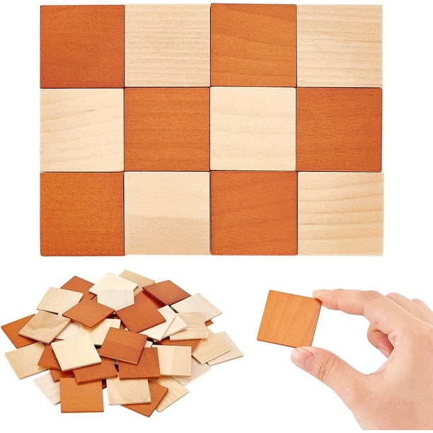 96 mini baldosas de suelo de 1,4 x 1,4 pulgadas, mosaico de madera de doble cara de 2 mm de grosor, cuadradas, para decoración de suelos en miniatura, adornos DIY.
