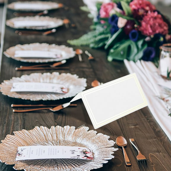 PAMINGONO 80Pcs Folding Paper Place Cards White Wedding Table Cards for Banquet Seat Arrangement