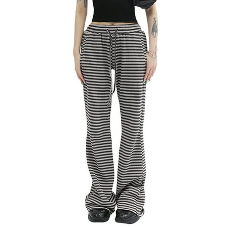 

Colofity Women s Comfy Casual Pajama Pants Strip Drawstring Palazzo Lounge Pants Wide Leg