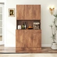 thumbnail image 2 of 68.76" Tall Bedroom & Kitchen Cabinet, Walnut. 6-door, 1, 1-open Shelf. Construction, Simple To Keep Clean And Assemble Wardrobe Cabinet For Bedroom. Walnut Finish With 6 Doors, 1 Drawer, Open, 2 of 7