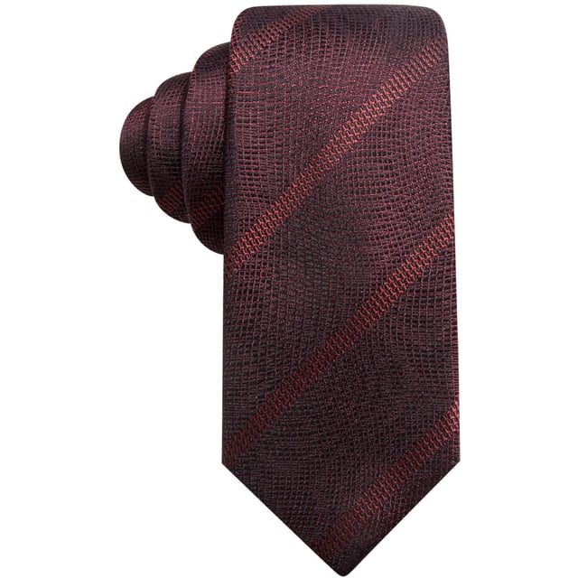 Alfani Cravate Rayée Auto-Nouée pour Hommes, Rouge, Taille Unique