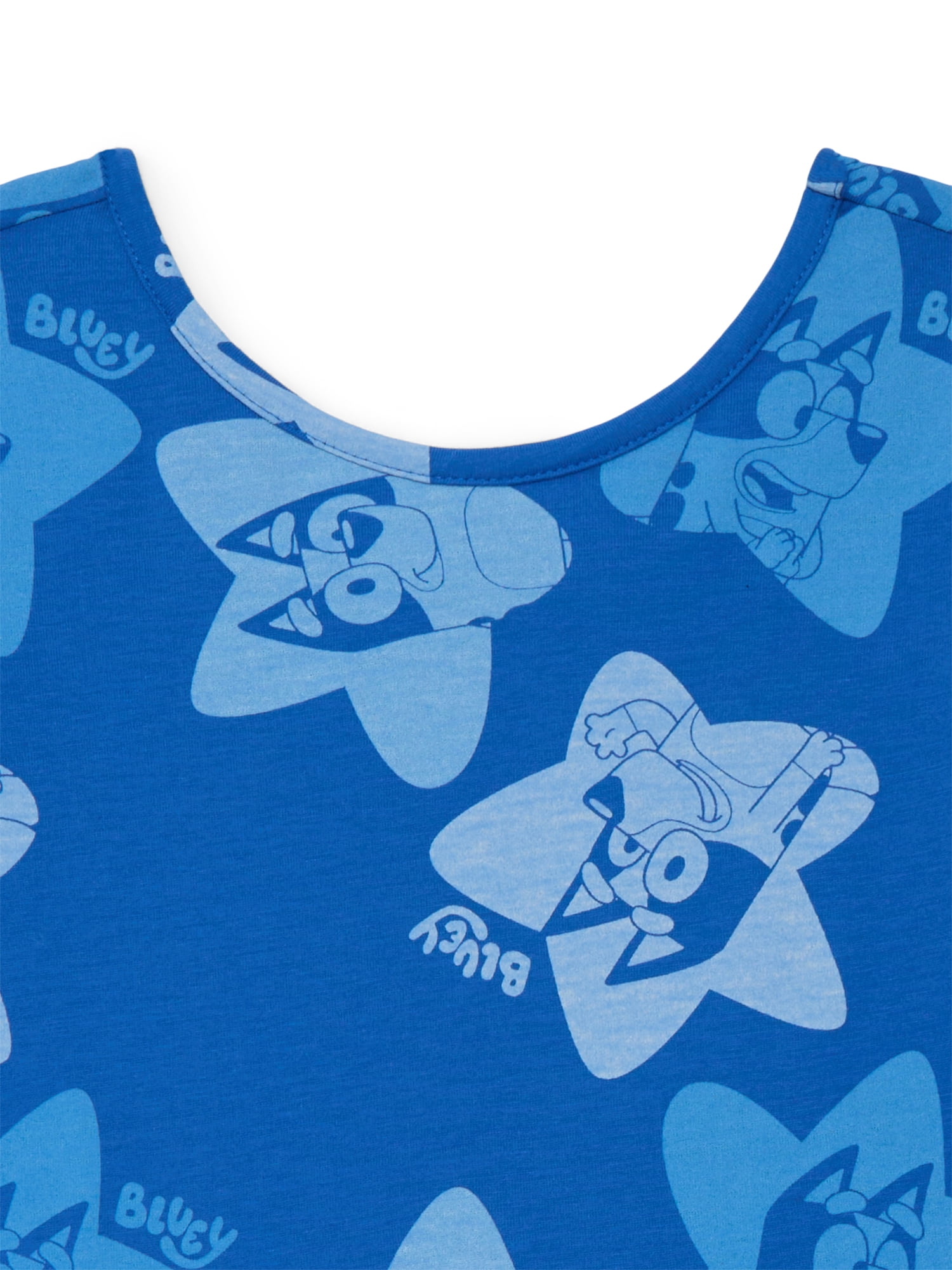 Bluey Girls Allover Print Dress with Short Sleeves, Sizes 4-12