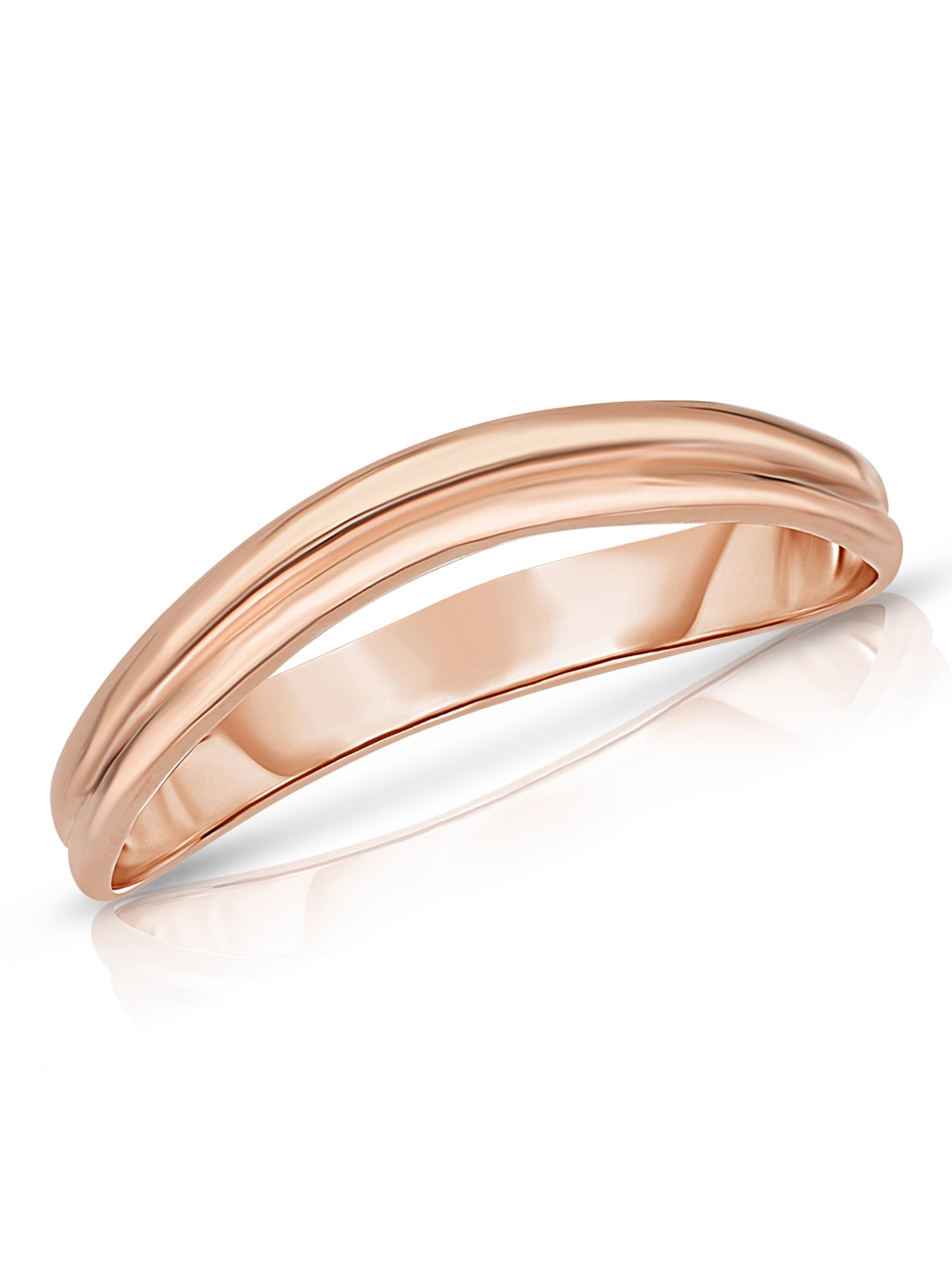 10k Fine Gold Comfort Fit Curved Double Wave Thumb Ring (3mm)