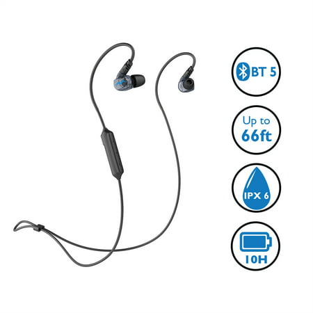 New Bluetooth 5 Sports Headphones, Sweatproof IPX6 Wireless Headset, High Fidelity Deep Bass, Comfortable Secure in Ear Fit with Mic, 10H Long Battery Life (Miccus Steath (Best Bluetooth Headphones With Long Battery Life)