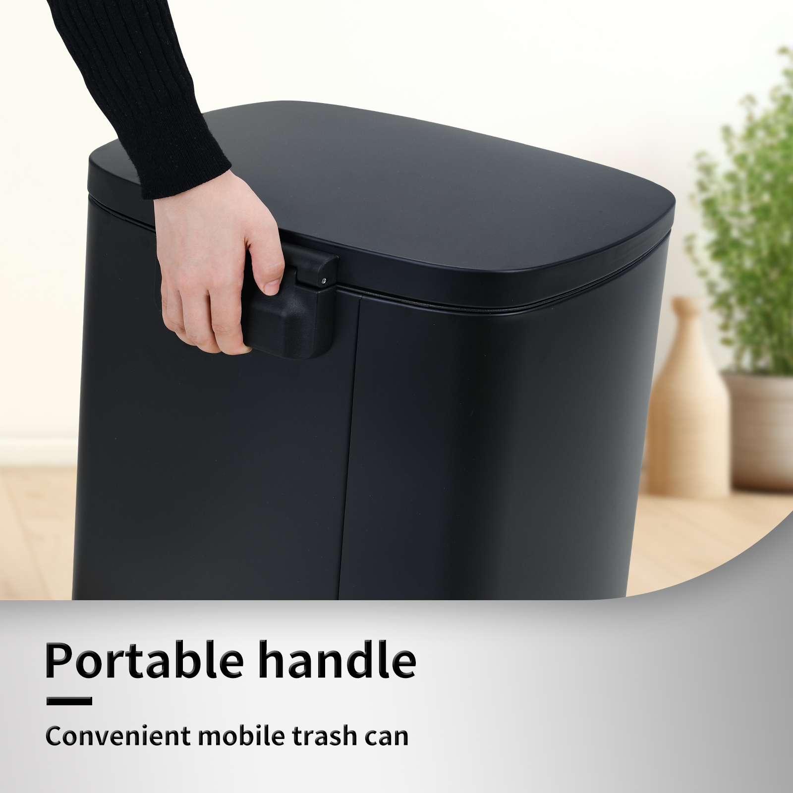 TLSUNNY 13.2+1.3 Gal Trash Can Set, Stainless Steel Kitchen Garbage Can Combo with Soft-Close Lids, Inner Bucket, Foot Step