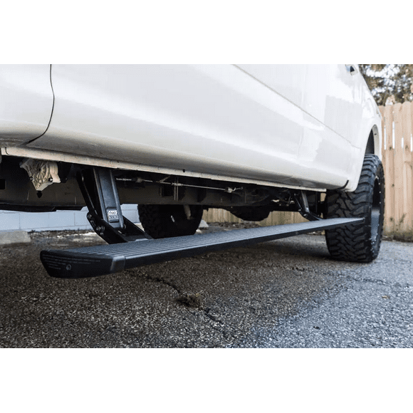 Amp Research Running Board 75138-01A-B PowerStep; Textured; Black; Die Cast Aluminum; With LED Light System; Rocker Panel Mount