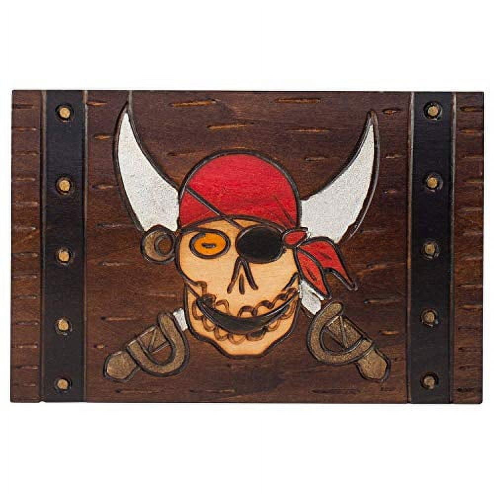 7.5 Mini Hand-Carved Wood Pirate Treasure Chest