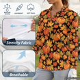 thumbnail image 6 of Jeiento Women's Pumpkin Leaf V Neck Golf Shirts, Outdoor Casual Pullover, Long Sleeve Moisture Wicking Quick Dry Sun Protection Shirt for Golf Hiking Daily Wear, 6 of 7