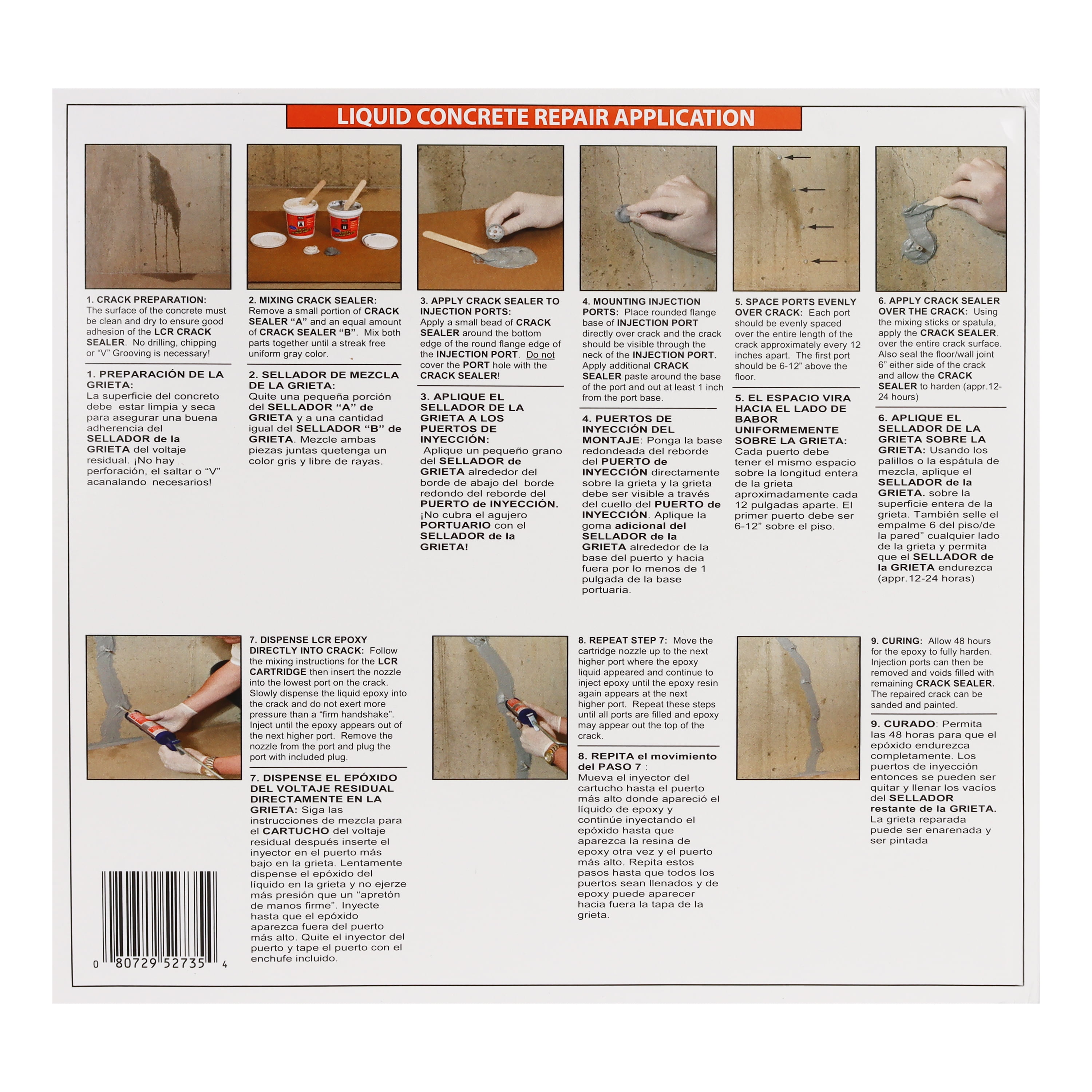 Polygem Concrete Crack Repair Epoxy Injection Kit, 11 Piece, Gray/Tan