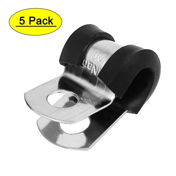 6mm Dia EPDM Rubber Lined P Clips Cable Hose Pipe Clamps Holder 5pcs