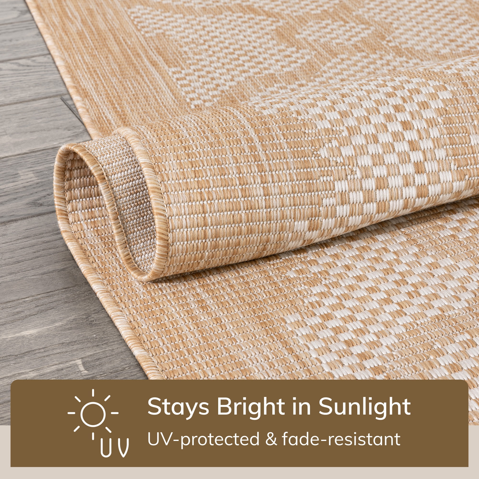 Well Woven 3' x 10' Beige Trellis Outdoor Rug