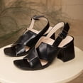 thumbnail image 6 of Xdegoge Heeled Sandals for Women Chunky Block Heel Criss Cross Wide Straps Open Toe Ankle Buckle Dressy Party Wedding Evening Comfortable Summer Shoes, 6 of 9