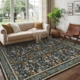 thumbnail image 2 of Hasoo Large 9' x 12' Blue Black Vintage Floral Area Rug for Living Room Washable Soft Indoor Floor Carpet Room Decor, 2 of 5