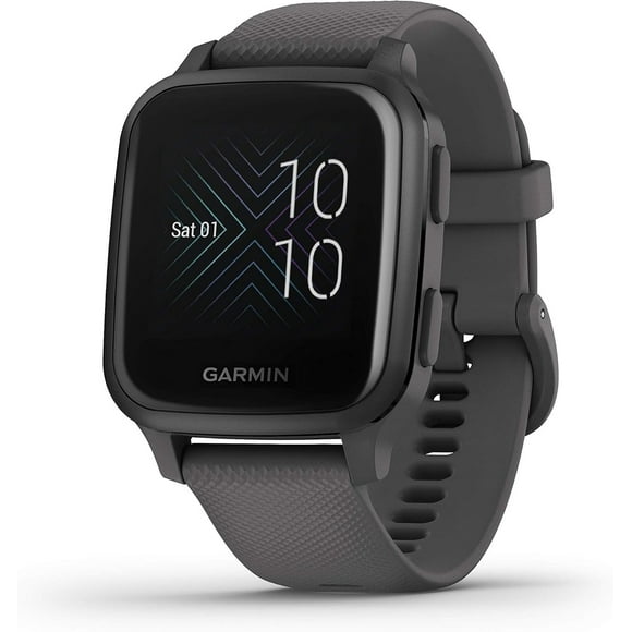 Refurbished (Good) Garmin Venu SQ Smartwatch with Heart Rate Monitor, Large - Slate Aluminum Bezel with Shadow Gray Case
