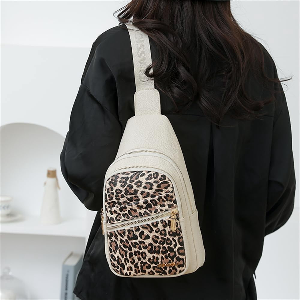 Leopard Chest Sling Bag for Women Cheetah Print Crossbody Chest Pack Animal Print Purse Leopard Purse Fanny Daypack