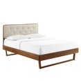 thumbnail image 1 of Modway Bridgette Queen Wood Platform Bed with Angular Frame in Walnut/Beige, 1 of 7