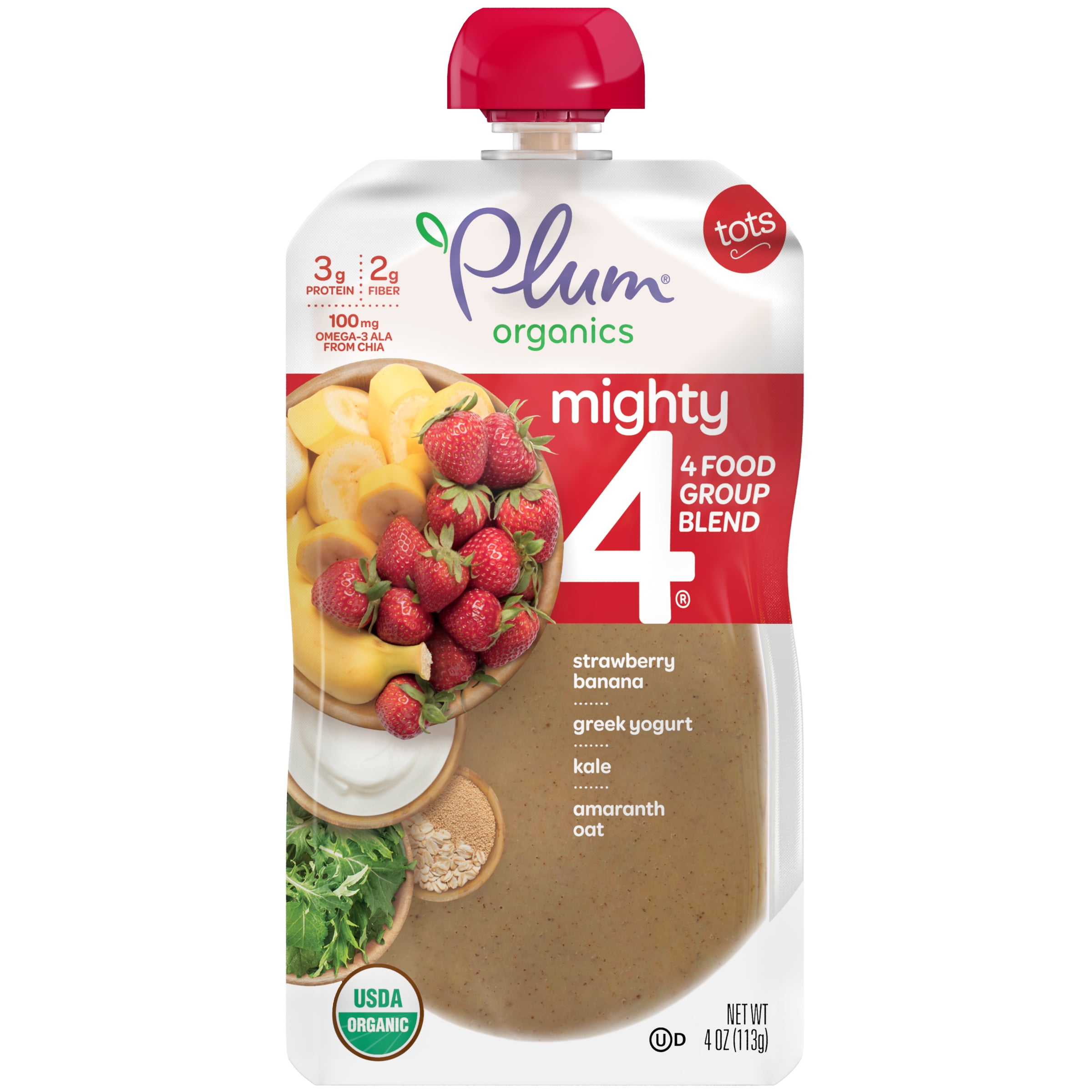 Plum Organics Toddler Baby Food, Strawberry Banana Greek Yogurt Kale Amaranth Oat, 4 oz Pouch
