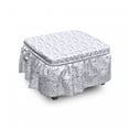 thumbnail image 1 of Floral Ottoman Cover, Branches in Cool Tones Art, 2 Piece Slipcover Set with Ruffle Skirt for Square Round Cube Footstool Decorative Home Accent, Standard Size, Lavender Blue Multicolor, by Ambesonne, 1 of 5